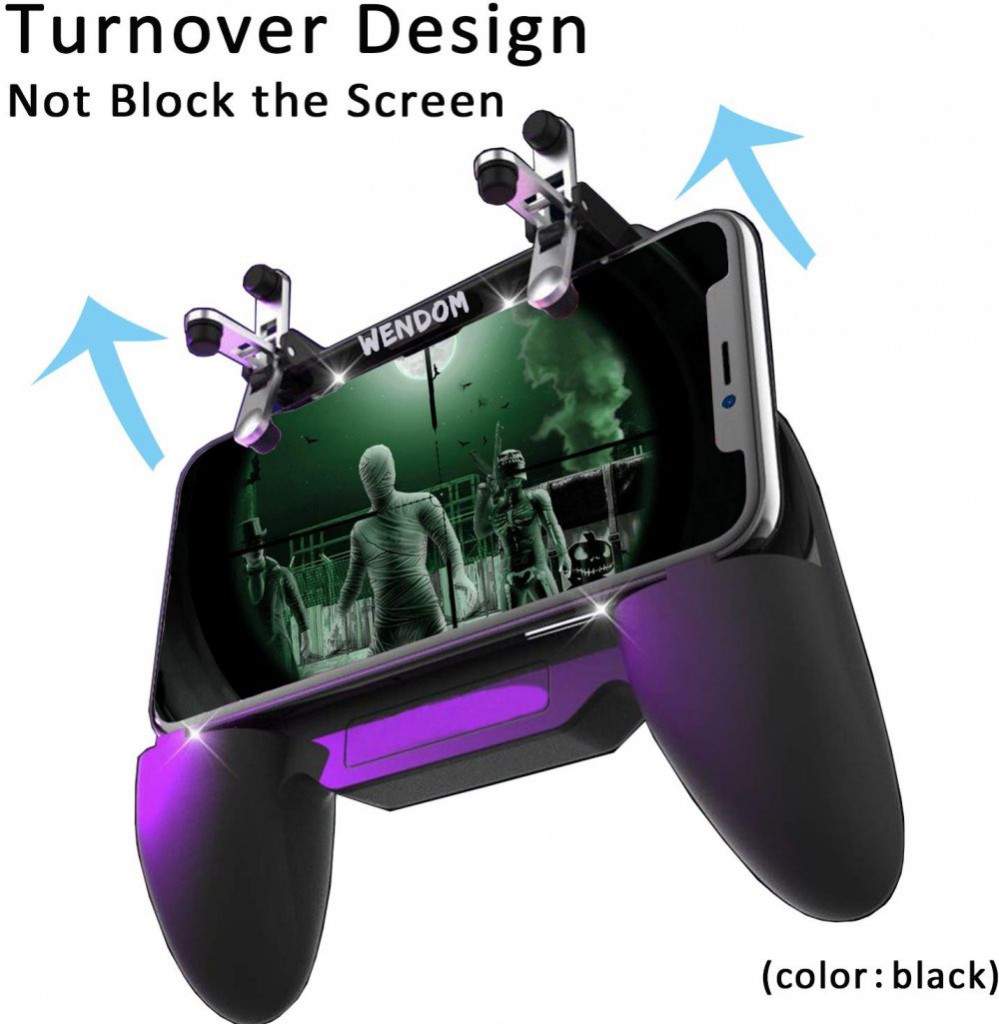 Mobile Game Controller Multifunctional 5-in-1 Cooling Fan Portable Charger Gamepad Key Phone Triggers Upgraded Compatible with iOS/Android With charging treasure function