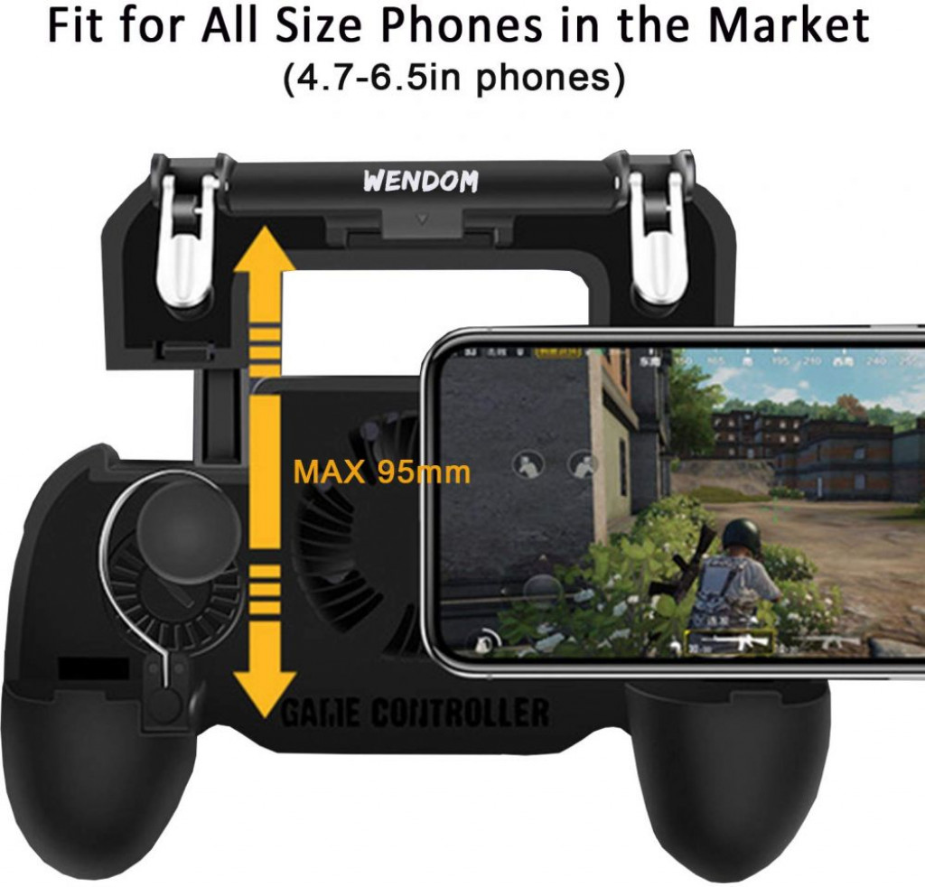 Mobile Game Controller Multifunctional 5-in-1 Cooling Fan Portable Charger Gamepad Key Phone Triggers Upgraded Compatible with iOS/Android With charging treasure function