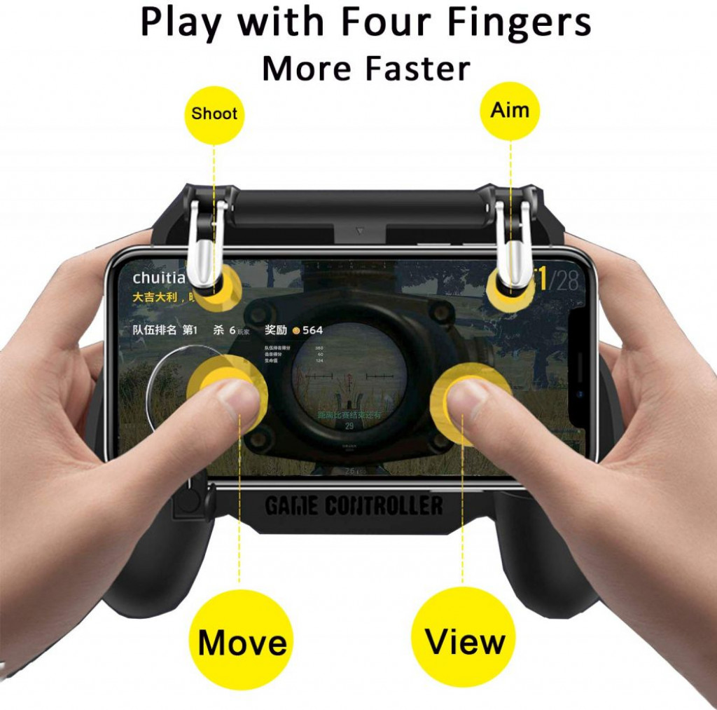 Mobile Game Controller Multifunctional 5-in-1 Cooling Fan Portable Charger Gamepad Key Phone Triggers Upgraded Compatible with iOS/Android With charging treasure function