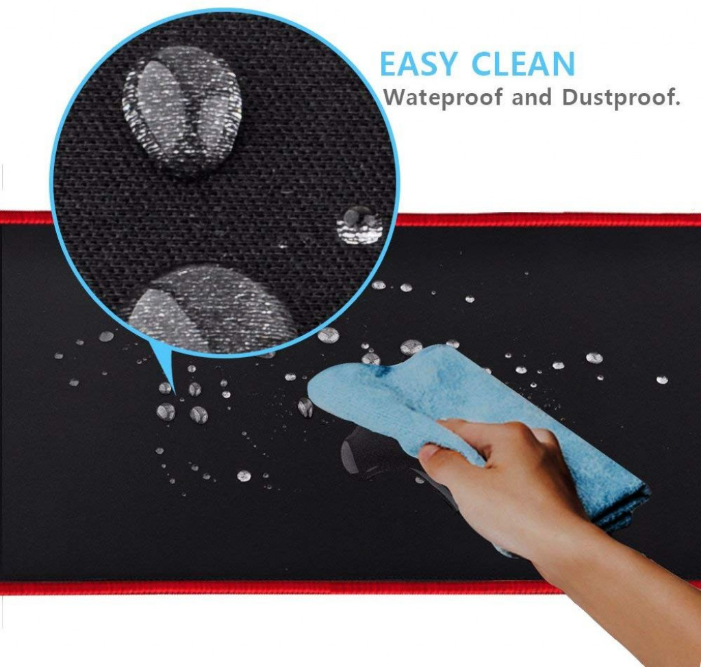 Extended Gaming Mouse Pad Large Keyboard Mouse Mat Water-Resistant Durable Stitched Edges Mousepad for Gaming-Red(60 x 30 x 0.2cm)