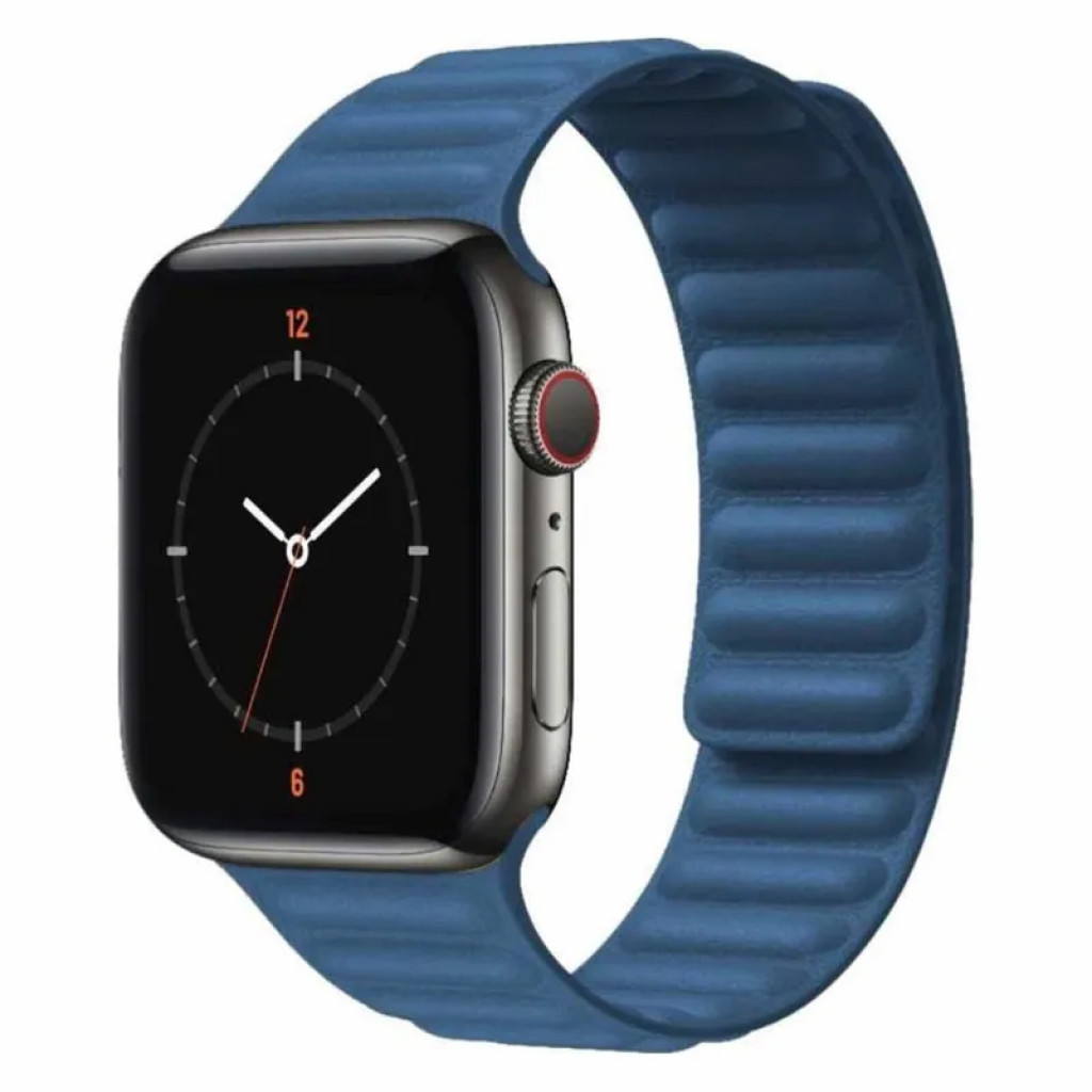 Porodo Leather Smart Watch Band For Apple Watch 44mm / 42mm Navy 