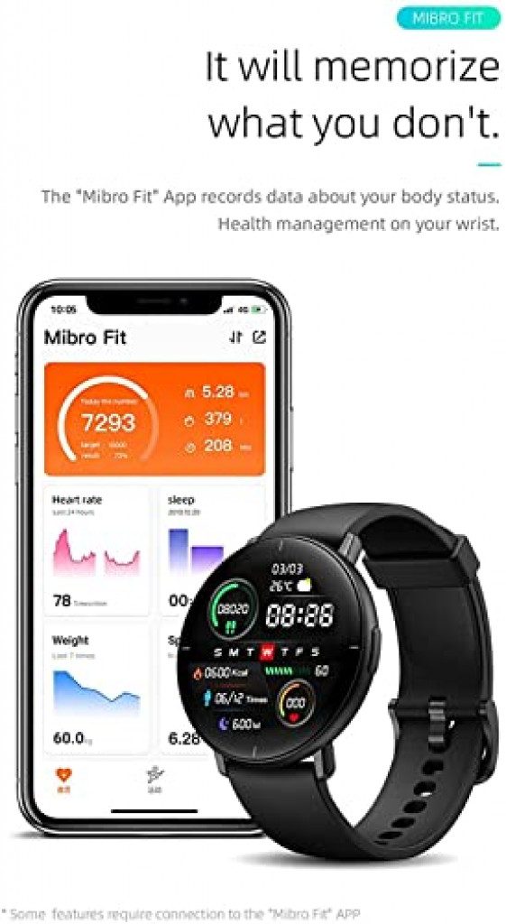 Mibro Lite Smartwatch 1.3in AMOLED Screen Support Multi-language Ultra-thin Body Smartwatch for Men  (International Warranty)