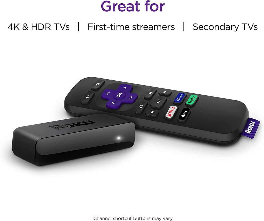 روكو بريميير - مشغل وسائط البث المستمر HD/4K/HDR مع جهاز تحكم عن بعد بسيط وكابل HDMI ممتاز. روكو بريميير - مشغل وسائط البث المستمر HD/4K/HDR مع جهاز تحكم عن بعد بسيط وكابل HDMI ممتاز.