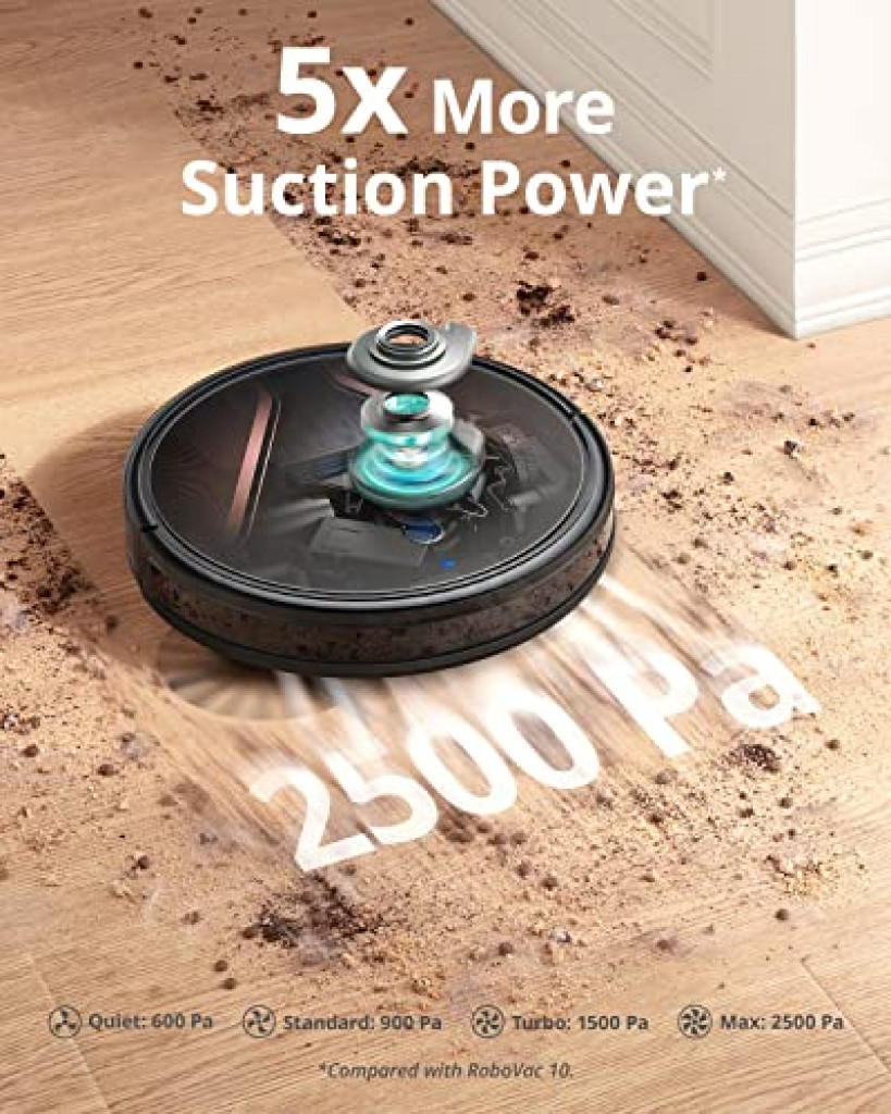 eufy by Anker, RoboVac G20 Hybrid, Robot Vacuum, Dynamic Navigation, 2500 Pa Strong Suction, 2-in-1 Vacuum and Mop, Ultra-Slim, Quiet, Compatible with Alexa, Ideal for Hard Floors and Pet Hair