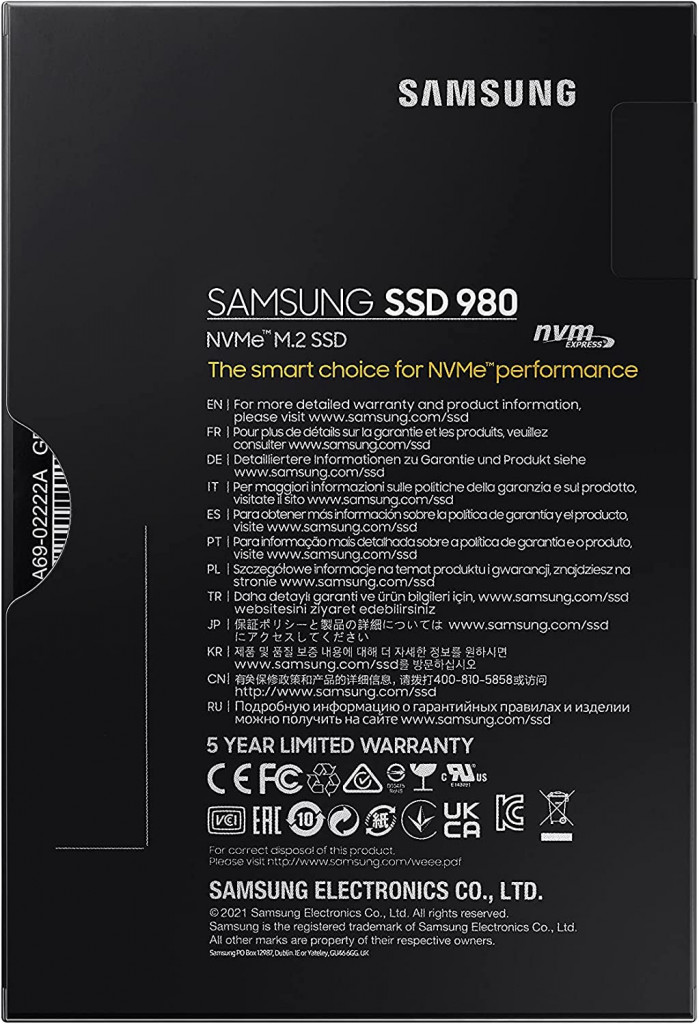 Samsung 980 500GB NVMe PCIe M.2 SSD
