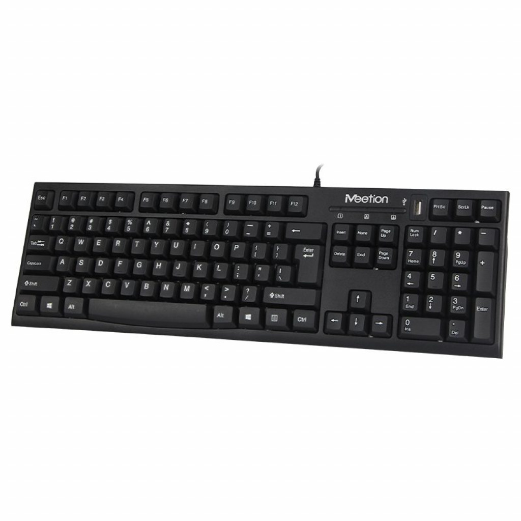 MeeTion K815 USB Wired Multimedia Keyboard & USB Port – Arabic / English | Black