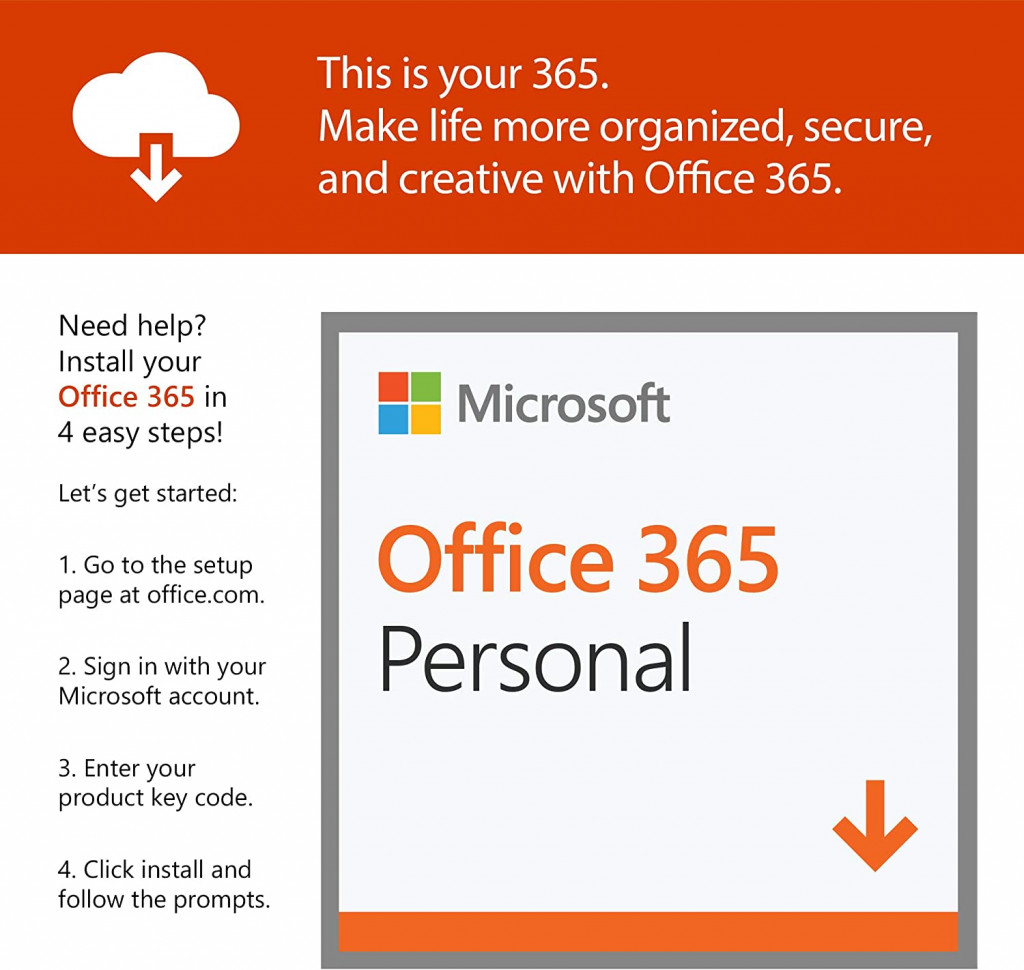 Microsoft Software Microsoft Office 365 Personal | 12-month subscription, 1 person PC/Mac Key Card, English Microsoft Software Microsoft Office 365 Personal | 12-month subscription, 1 person PC/Mac Key Card, English