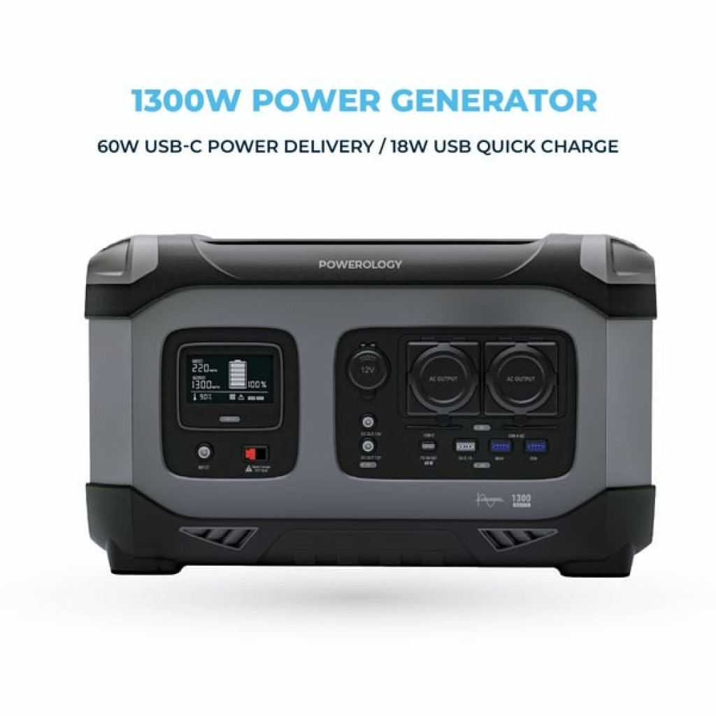 Powerology Portable Power Generator 392000mAh 1300W PD 60W- Black