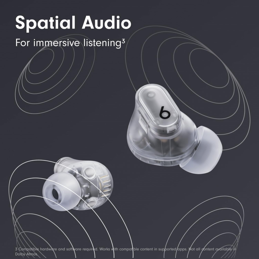 بيتس استديو بادذ + سماعات أذن لاسلكية حقيقية لإلغاء الضوضاء ، توافق محسّن مع ابل  و اندرويد ، ميكروفون مدمج ، سماعات بلوتوث مقاومة للعرق ، صوت مكاني - شفاف