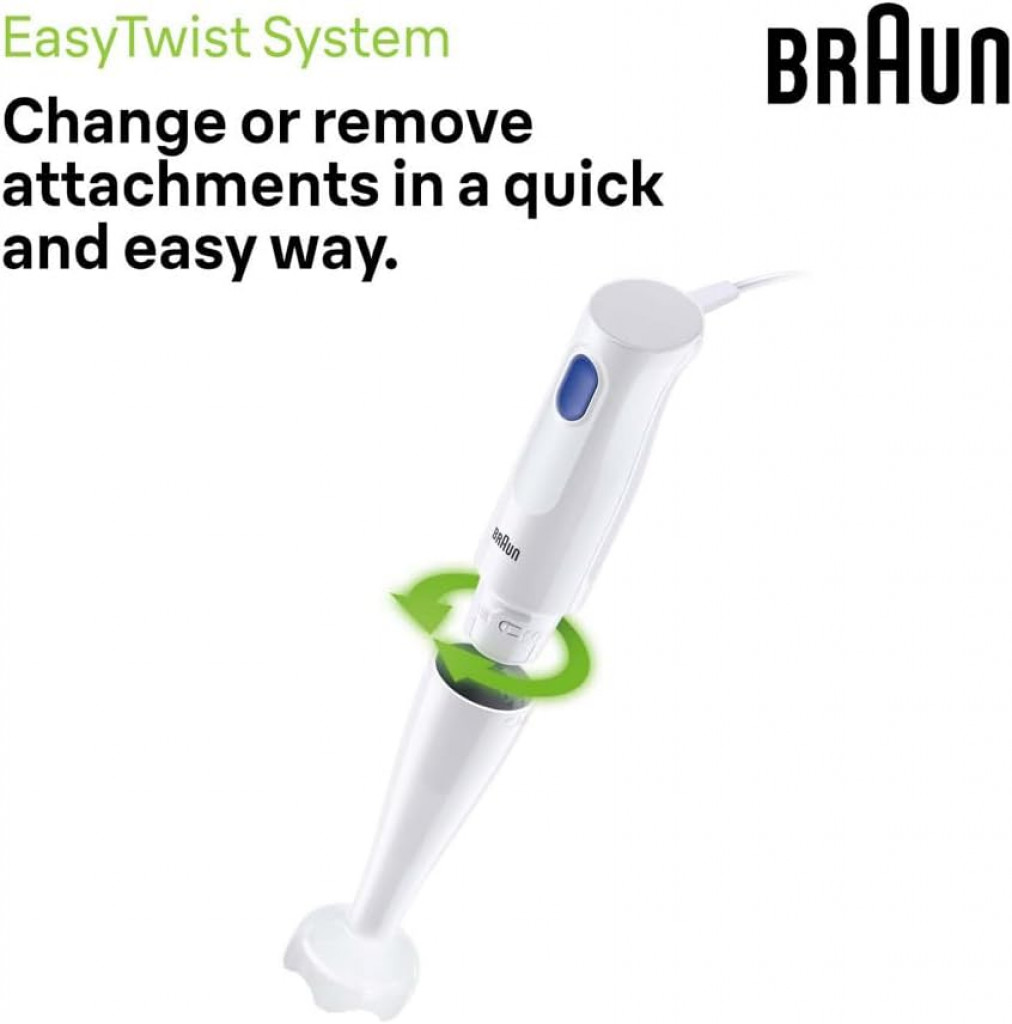 Braun MultiQuick 1 Hand Blender 450 Watts, 1 Speed, Light-Weight, BPA Free, Dishwasher Safe, Plastic - MQ 10.001P Braun MultiQuick 1 Hand Blender 450 Watts, 1 Speed, Light-Weight, BPA Free, Dishwasher Safe, Plastic - MQ 10.001P