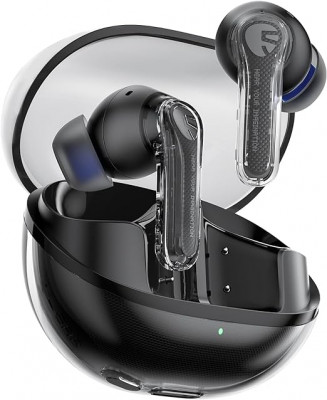 SoundPEATS Clear Wireless Earbuds Bluetooth 5.3, 12mm Drivers Powerful Sound, Dual-Mic ENC for Clear Calls, Earphones for Andriod/iPhone, App Custom EQ, Total 40 hours, Low Latency, Transparent Design