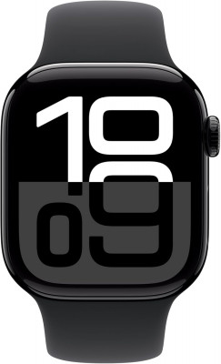 Apple Watch Series 10 -GPS 46mm case- Smartwatch with Jet Black Aluminium Case - Black Sport Band