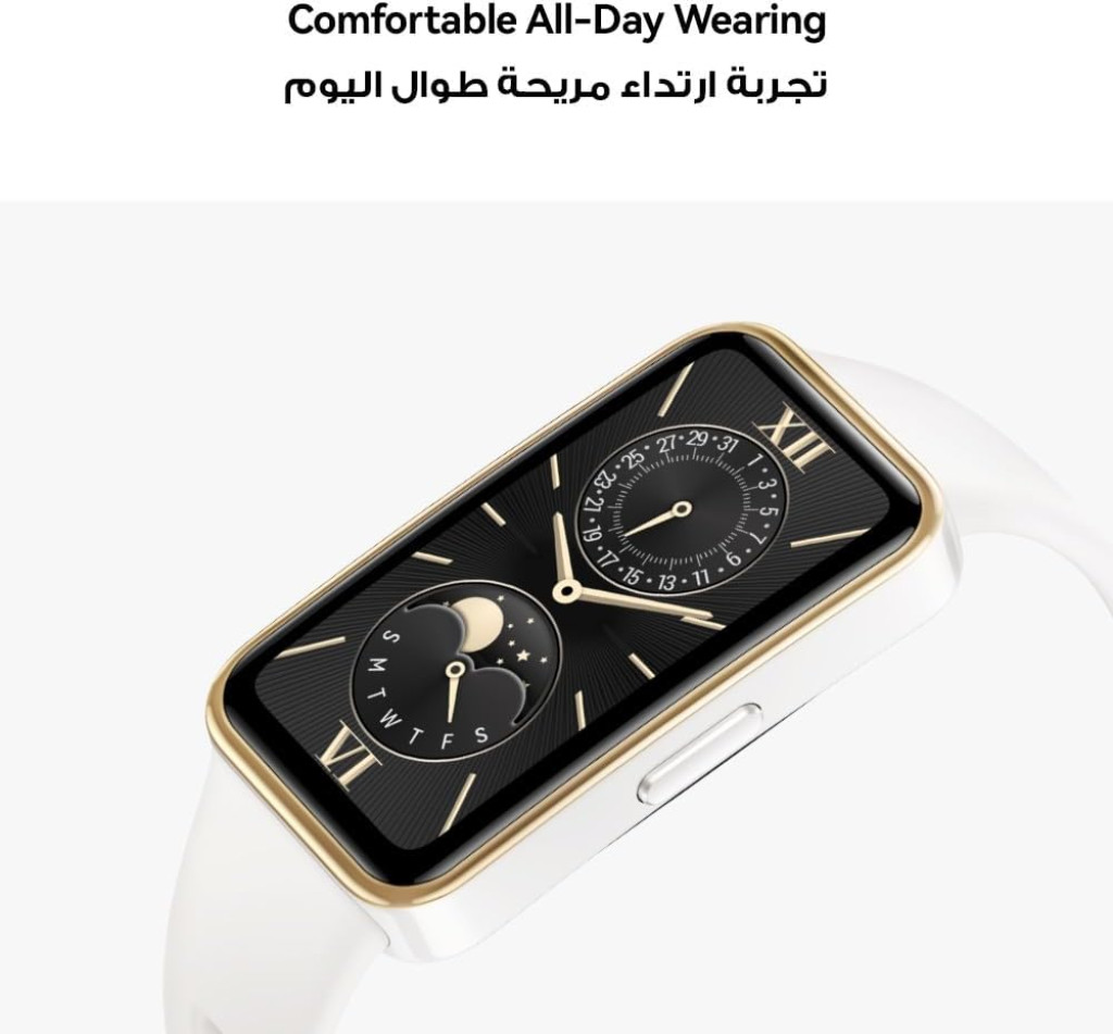 سوار هواوي باند 9 الذكي، مريح للارتداء طوال اليوم، تتبع النوم، شحن سريع، بطارية متينة، تعديلات سطوع ذكية، 100 وضع تمرين مختلف، متوافق مع أنظمة iOS وAndroid - وردي