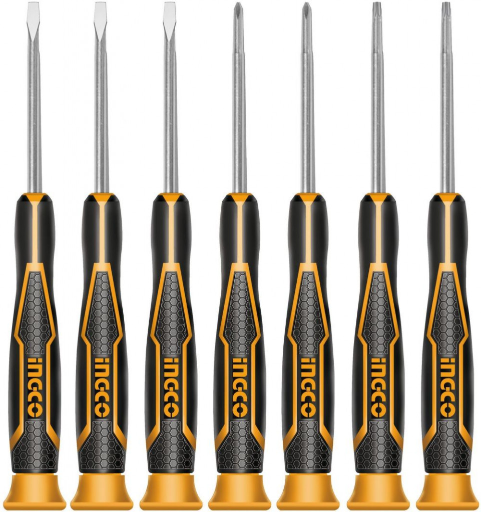 inGCO 7 Pcs Precision Screwdriver Set Black  Yellow