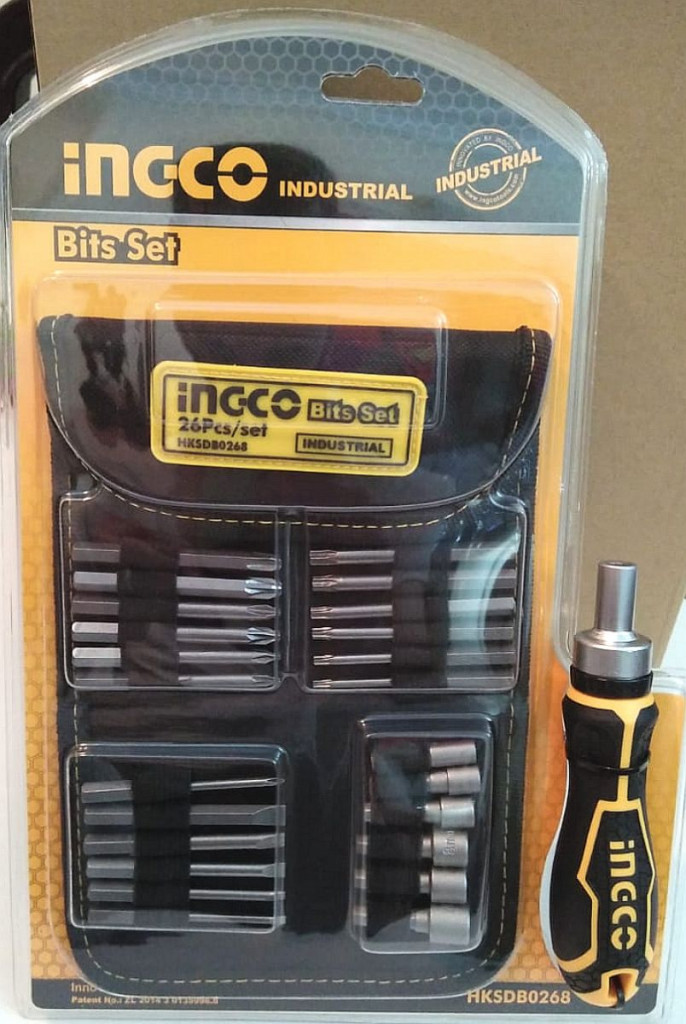 inGCO screwdriver set 26 pcs bits and hand ratchet with case to save set