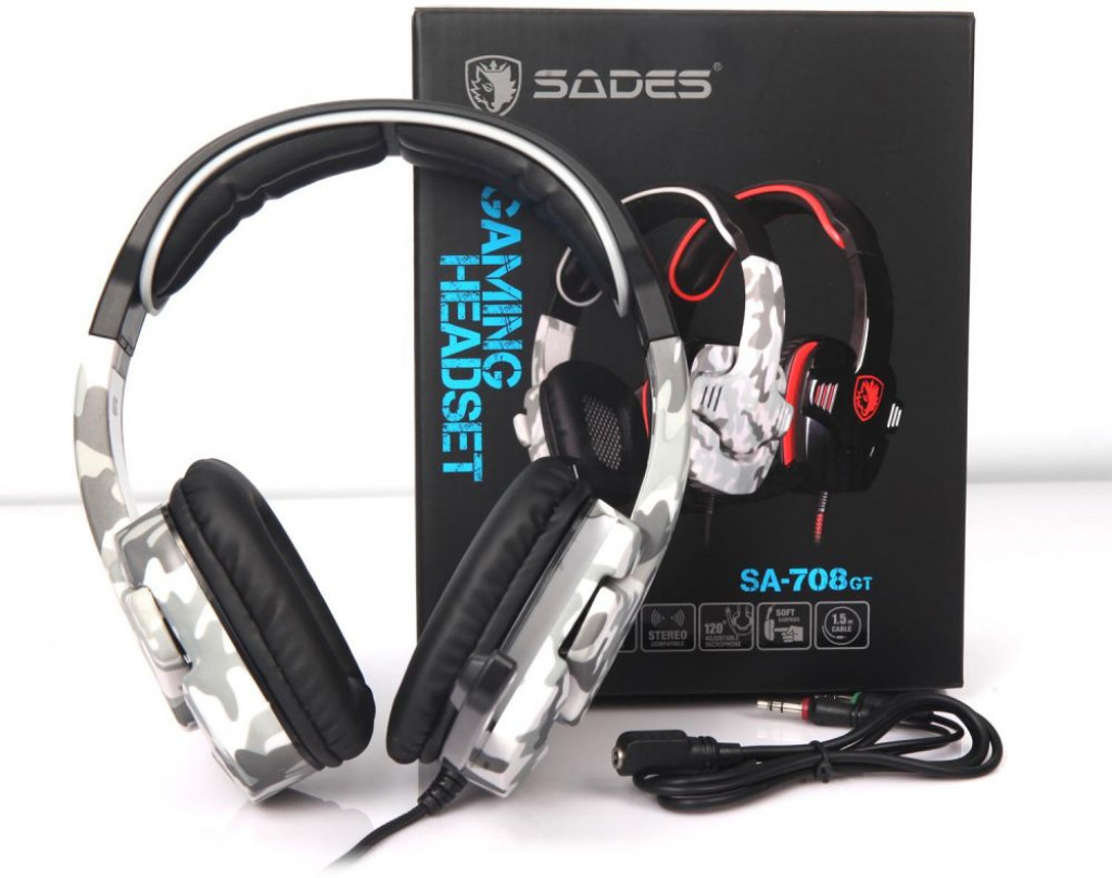 Sades SA 708GT 3.5mm Gaming Headphones Headset With Mic For Mobile Phone /  Xbox One/360/PC Camouflage  [dpl]