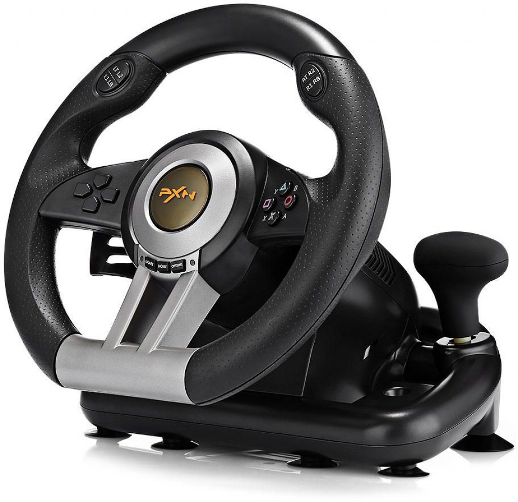PXN V3II Racing Game Pad 180 Degree Steering Wheel USB Game Controller Computer Car Driving Simulator for PC PS3 PS4 Xbox -Black