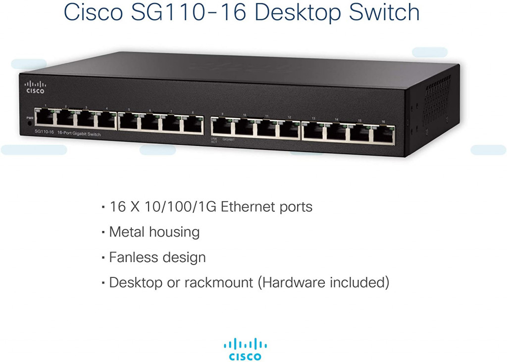 Cisco SG110-16 Desktop Switch with 16 Gigabit Ethernet (GbE) Ports, Limited Lifetime Protection (SG110-16-NA) Cisco SG110-16 Desktop Switch with 16 Gigabit Ethernet (GbE) Ports, Limited Lifetime Protection (SG110-16-NA)