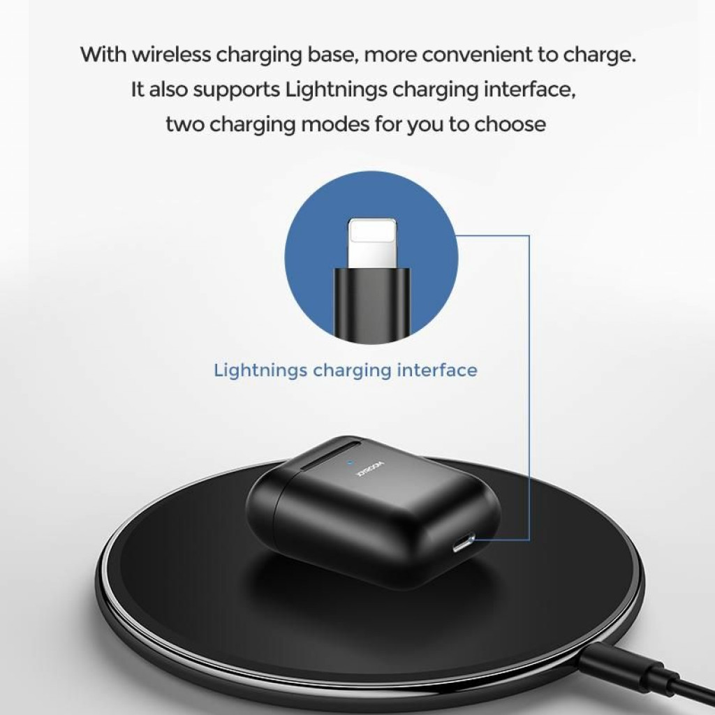 Joyroom JR-T03S TWS سماعة رأس استريو لاسلكية بتقنية Bluetooth 5.0 سماعات رأس مزودة بسماعتين مع QI قياسي لاسلكي لشحن البطاريات صندوق السيارات زوج دعم سيري - اسود