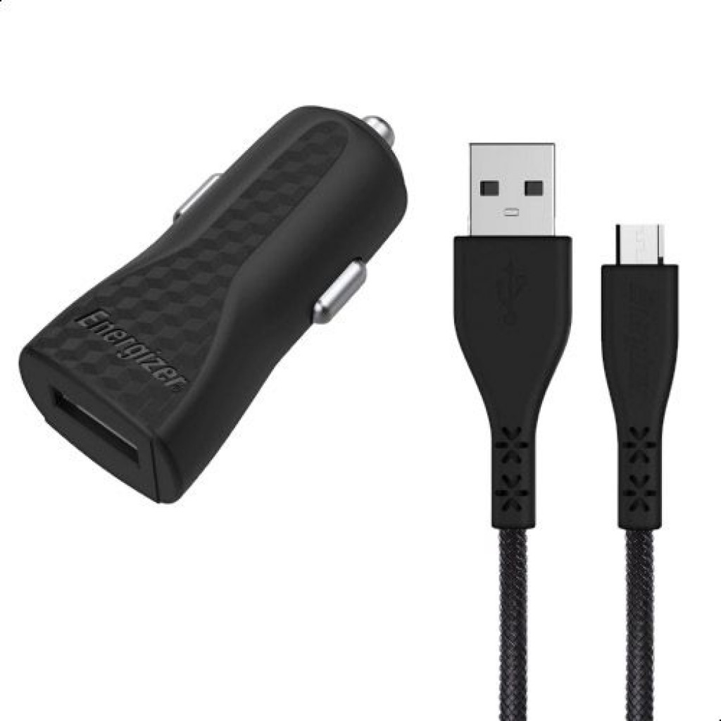 Energizer DC1ALMCM Car Charger with Micro USB Cable, 1 A Black