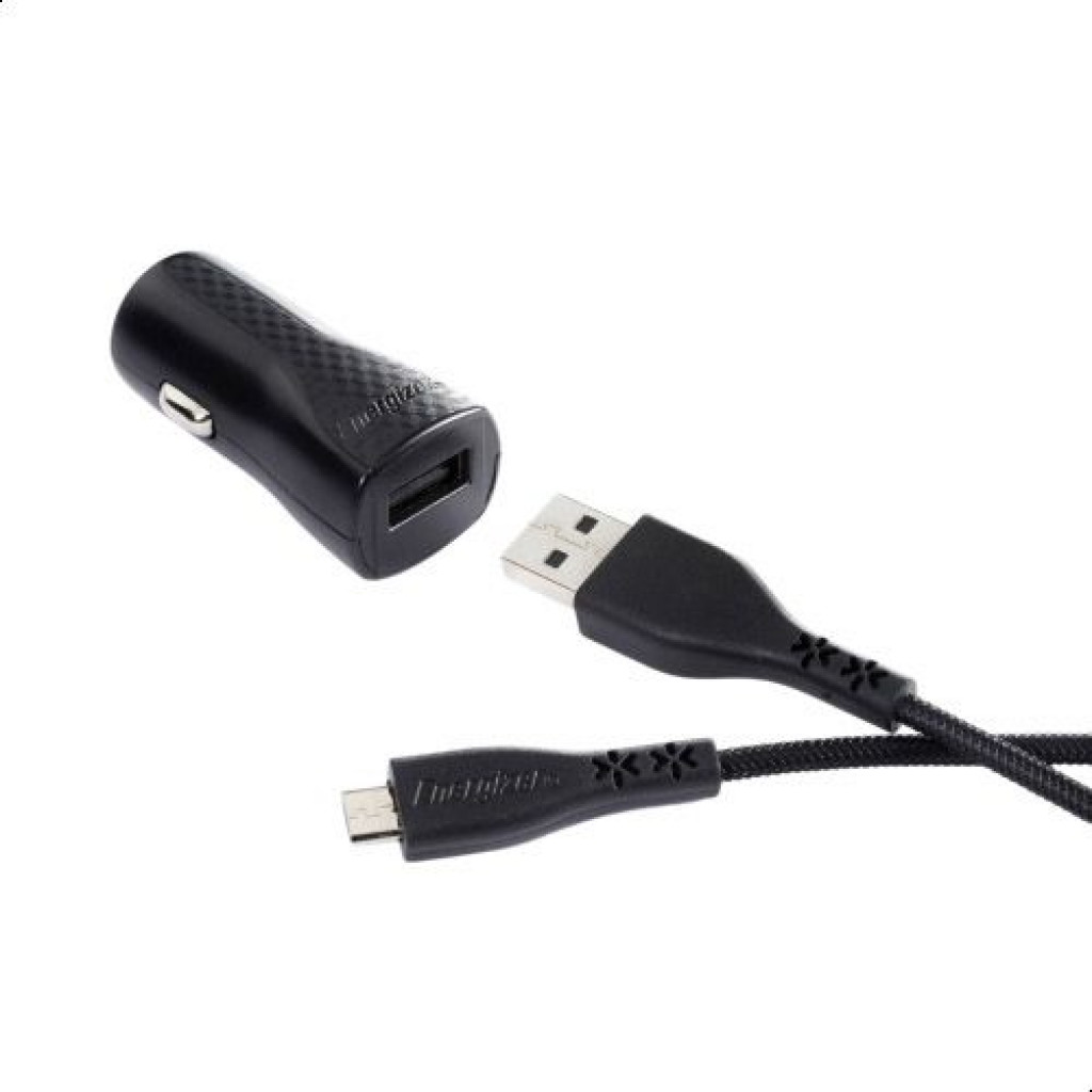 Energizer DC1ALMCM Car Charger with Micro USB Cable, 1 A Black
