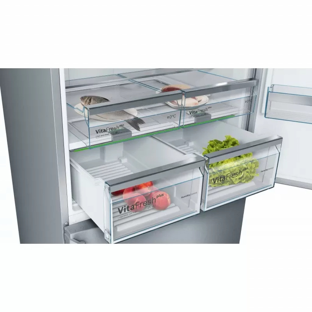 BOSCH FREE-STANDING FRIDGE-FREEZER WITH FREEZER AT BOTTOM NOFROST 682 L INOX KGN86AI3E8
