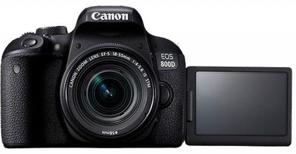 كانون اي او اس 800D EF-S 18-55mm F4-5.6 IS STM عدسة - 24.2 ميجابكسل، كاميرا دي اس ال ار، اسود