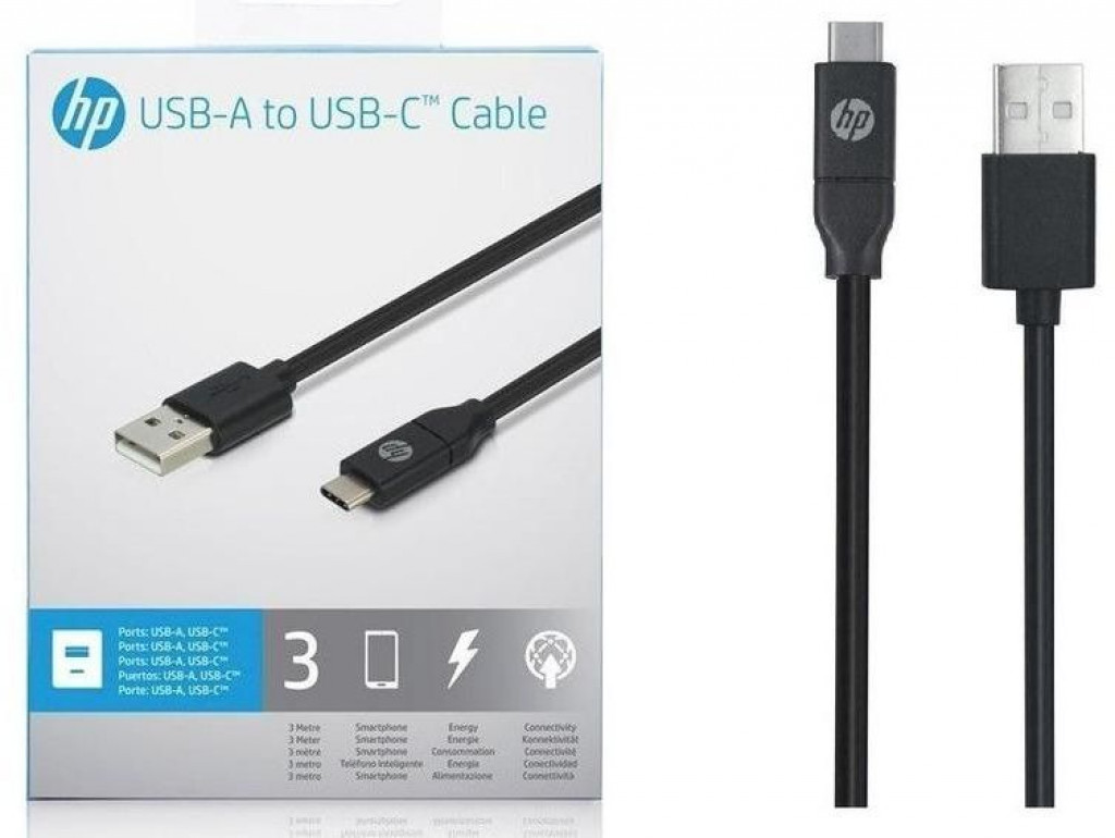 HP USB A to USB C v3.0 Cable 3.0M 2UX16AA#ABB - Black