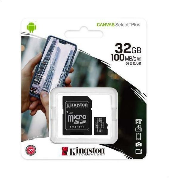 Kingston SDCS2/32GB Class 10 CANVAS Select Plus Micro SD Card with Adapter, 32 GB Kingston SDCS2/32GB Class 10 CANVAS Select Plus Micro SD Card with Adapter, 32 GB