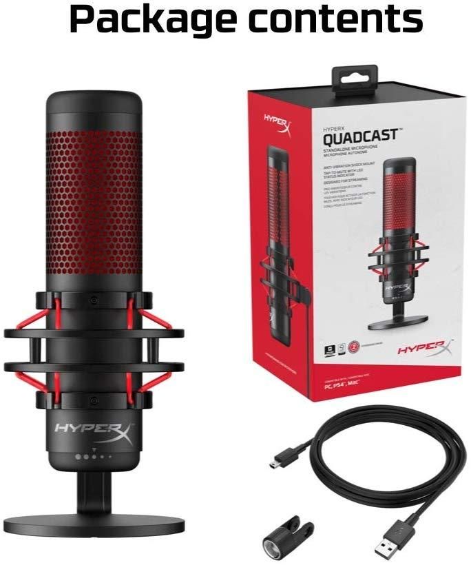 HyperX QuadCast - Standalone Microphone for streamers - content creators and gamers PC, PS4, and Mac, Black, One Size HyperX QuadCast - Standalone Microphone for streamers - content creators and gamers PC, PS4, and Mac, Black, One Size