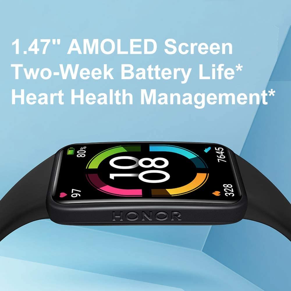 HONOR Band 6 Fitness Tracker, 1.47 Inches AMOLED Screen - Meteorite Black HONOR Band 6 Fitness Tracker, 1.47 Inches AMOLED Screen - Meteorite Black