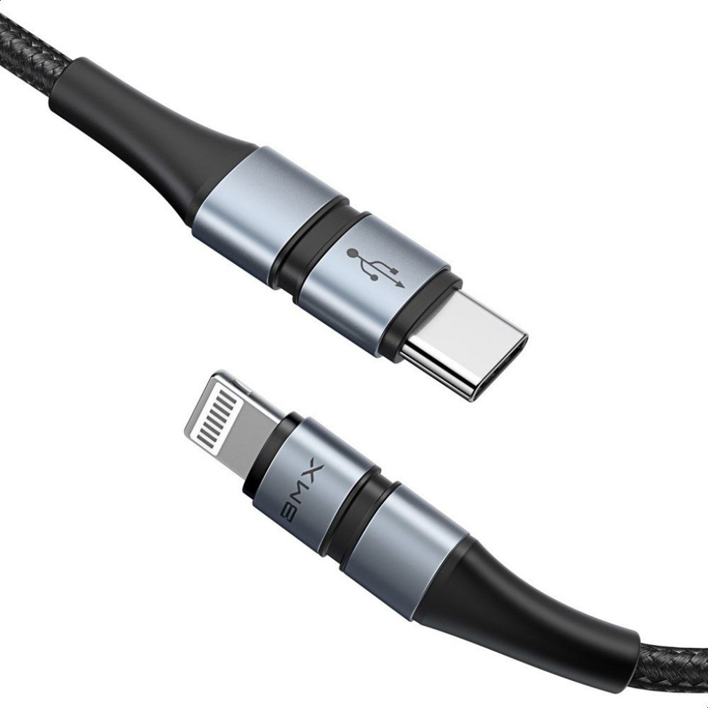 Baseus BMX Mfi Type-C to Lightning Cable, 18W, 1.8 Meter - Gray and Black