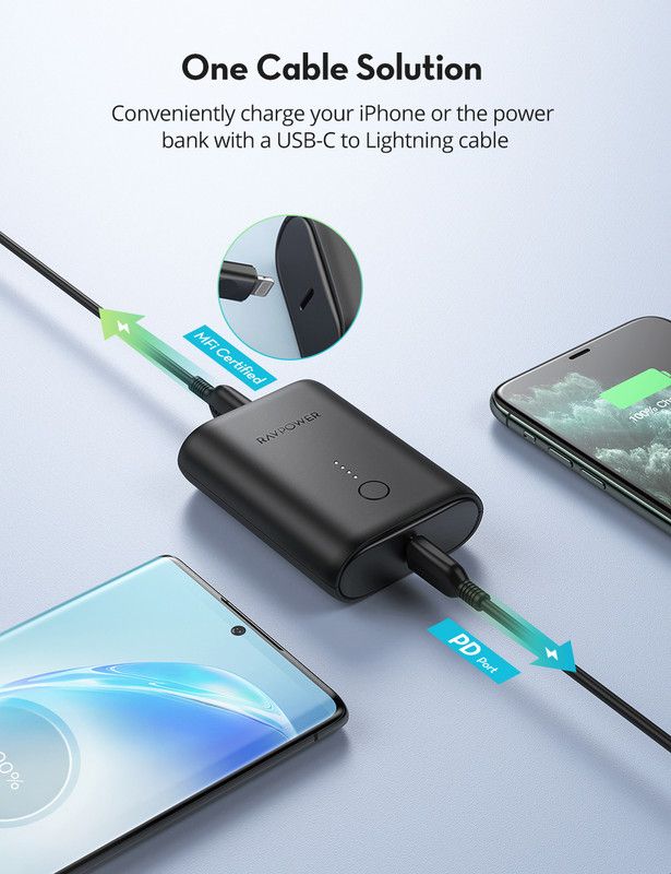 RAVPower RP-PB206 Wired Power Bank, 10000 mAh - Black RAVPower RP-PB206 Wired Power Bank, 10000 mAh - Black