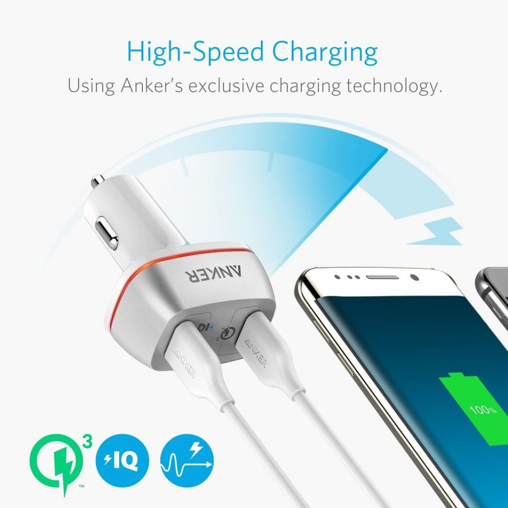 Anker PowerDrive+ 2 with Quick Charge 3.0 Car Charger for Mobile Phones - A2224H21 Anker PowerDrive+ 2 with Quick Charge 3.0 Car Charger for Mobile Phones - A2224H21
