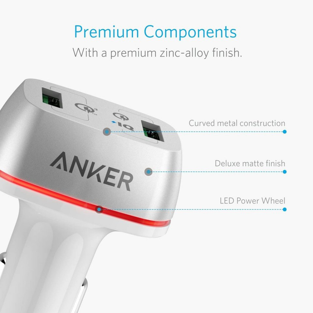 Anker PowerDrive+ 2 with Quick Charge 3.0 Car Charger for Mobile Phones - A2224H21 Anker PowerDrive+ 2 with Quick Charge 3.0 Car Charger for Mobile Phones - A2224H21