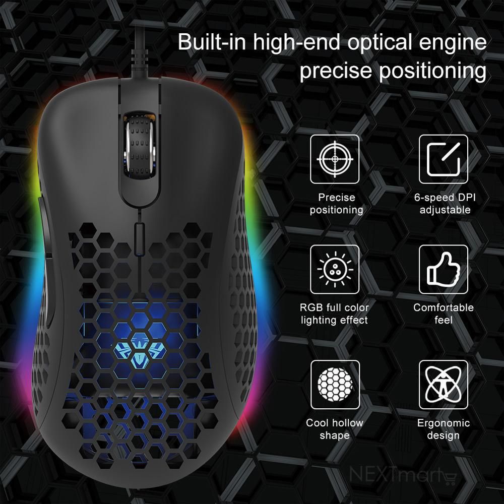 Aula F810 RGB Honeycomb USB Backlit Gaming Mouse -7 Button Macro Programming -6400DPI -98G Aula F810 RGB Honeycomb USB Backlit Gaming Mouse -7 Button Macro Programming -6400DPI -98G