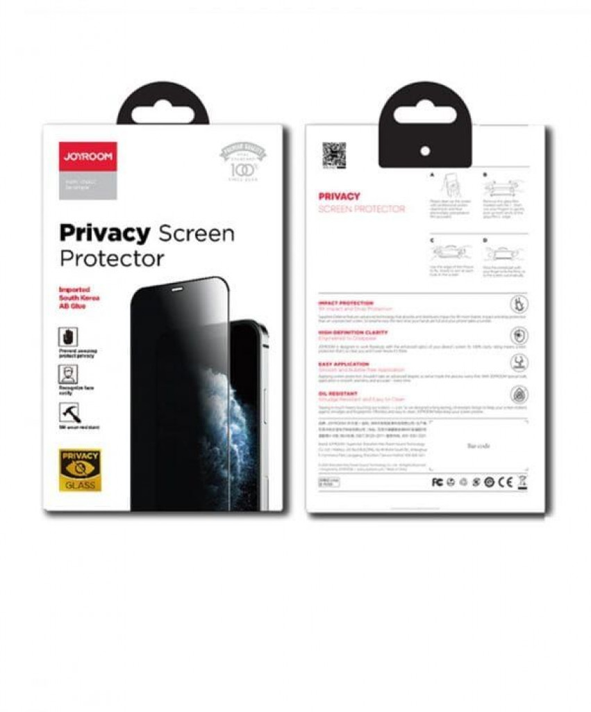 Joyroom JR-PF603 Privacy Screen Protector Full Screen Privacy For iPhone 12 Pro Max - Clear Black Joyroom JR-PF603 Privacy Screen Protector Full Screen Privacy For iPhone 12 Pro Max - Clear Black