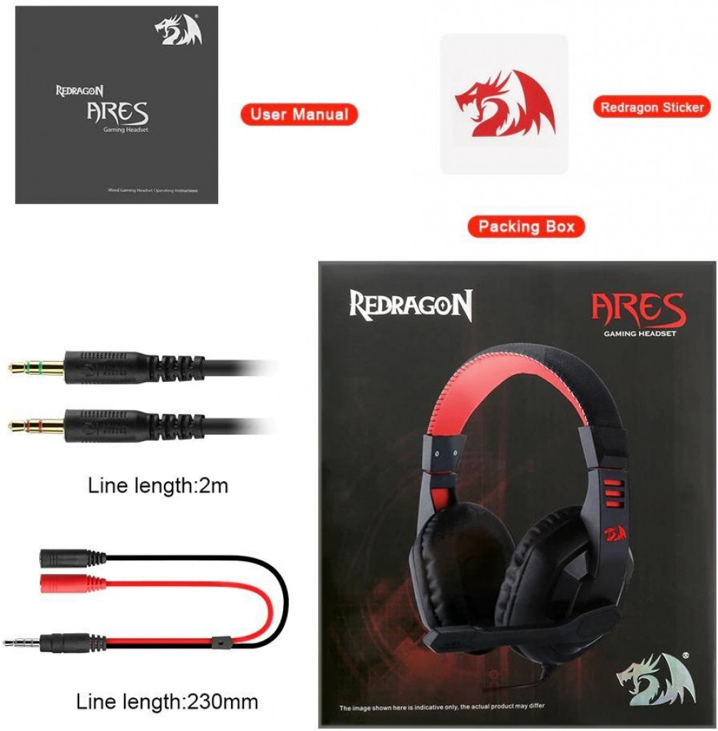 Redragon H120 Ares Gaming Headset | Microphone and Volume Control | PC / Mobiles / PS4