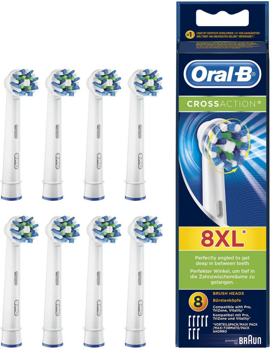 Oral-B CrossAction Electric Toothbrush Replacement Heads - 8 Counts Oral-B CrossAction Electric Toothbrush Replacement Heads - 8 Counts