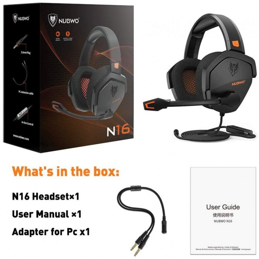 NUBWO N16 STEREO GAMING HEADSET WITH NOISE CANCELING MIC, WORK