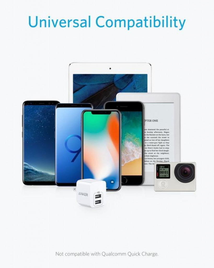 Anker PowerPort Mini Dual Port Wall Charger , A2620 | White Anker PowerPort Mini Dual Port Wall Charger , A2620 | White