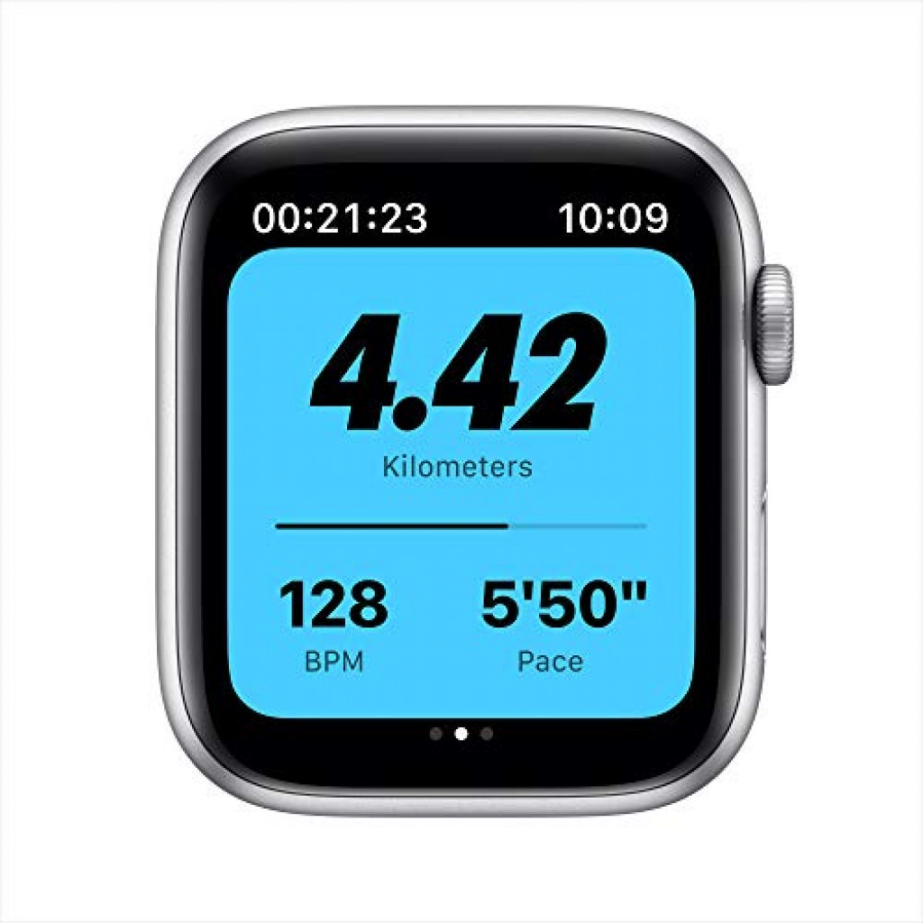 Apple Watch Nike Series 6 - GPS, 44mm Silver Aluminium Case with Pure Platinum/Black Nike Sport Band, MG293AE/A