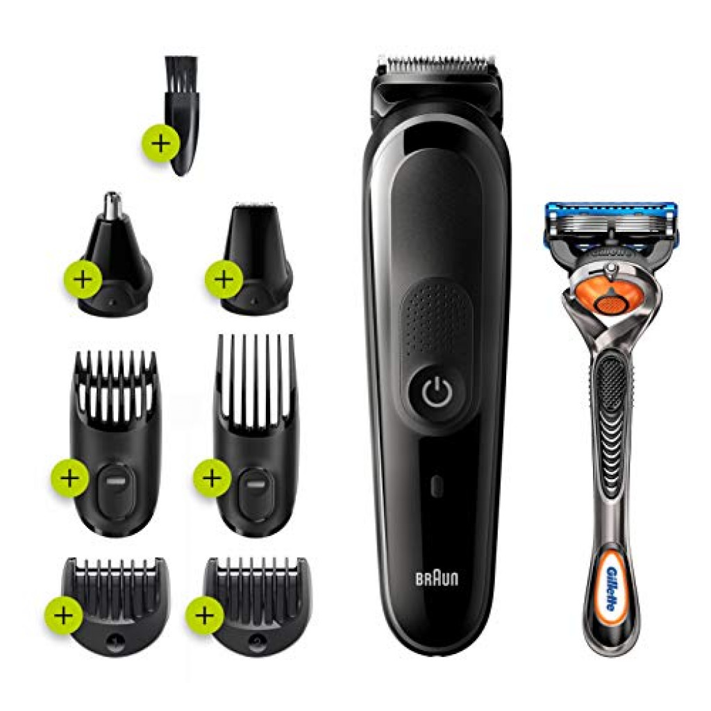 Braun MGK5260 8-in-1 Trimmer Kit, 6 attachments with Gillette Fusion5 Proglide Razor