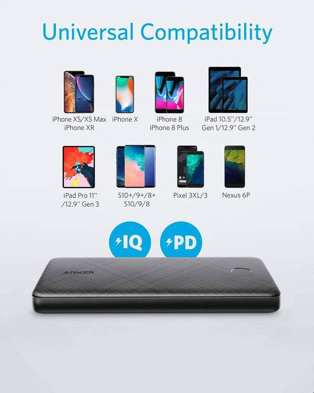 Anker A1231H12 PowerCore Slim Power Bank, 10000 mAh - Black Anker A1231H12 PowerCore Slim Power Bank, 10000 mAh - Black
