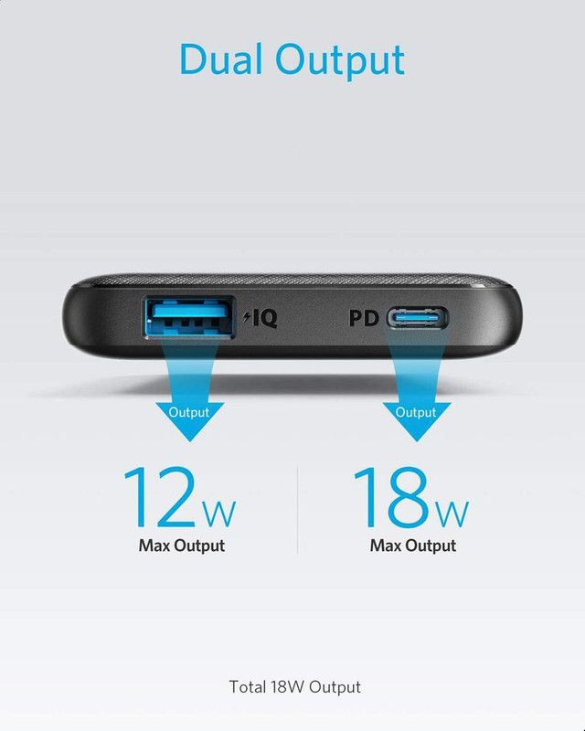 Anker A1231H12 PowerCore Slim Power Bank, 10000 mAh - Black Anker A1231H12 PowerCore Slim Power Bank, 10000 mAh - Black
