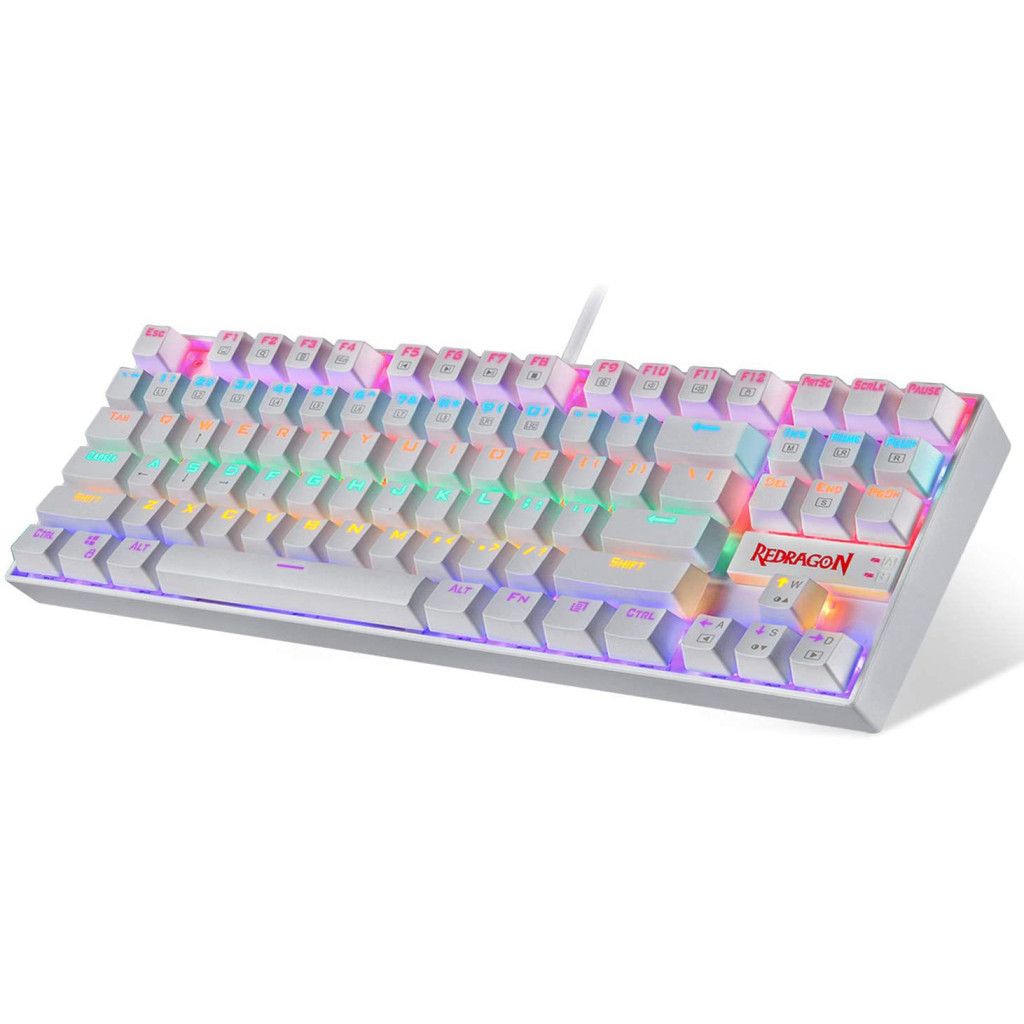 Redragon K552 Kumara Mechanical Gaming Keyboard - White -  Red Switches - Rainbow Lighting