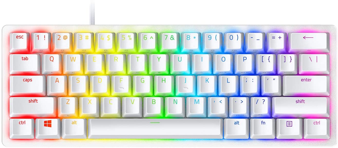 Razer Huntsman Mini 60% Gaming Keyboard: Fastest Keyboard Switches Ever - Clicky Optical Switches - Chroma RGB Lighting - PBT Keycaps - Onboard Memory - Mercury White Razer Huntsman Mini 60% Gaming Keyboard: Fastest Keyboard Switches Ever - Clicky Optical Switches - Chroma RGB Lighting - PBT Keycaps - Onboard Memory - Mercury White
