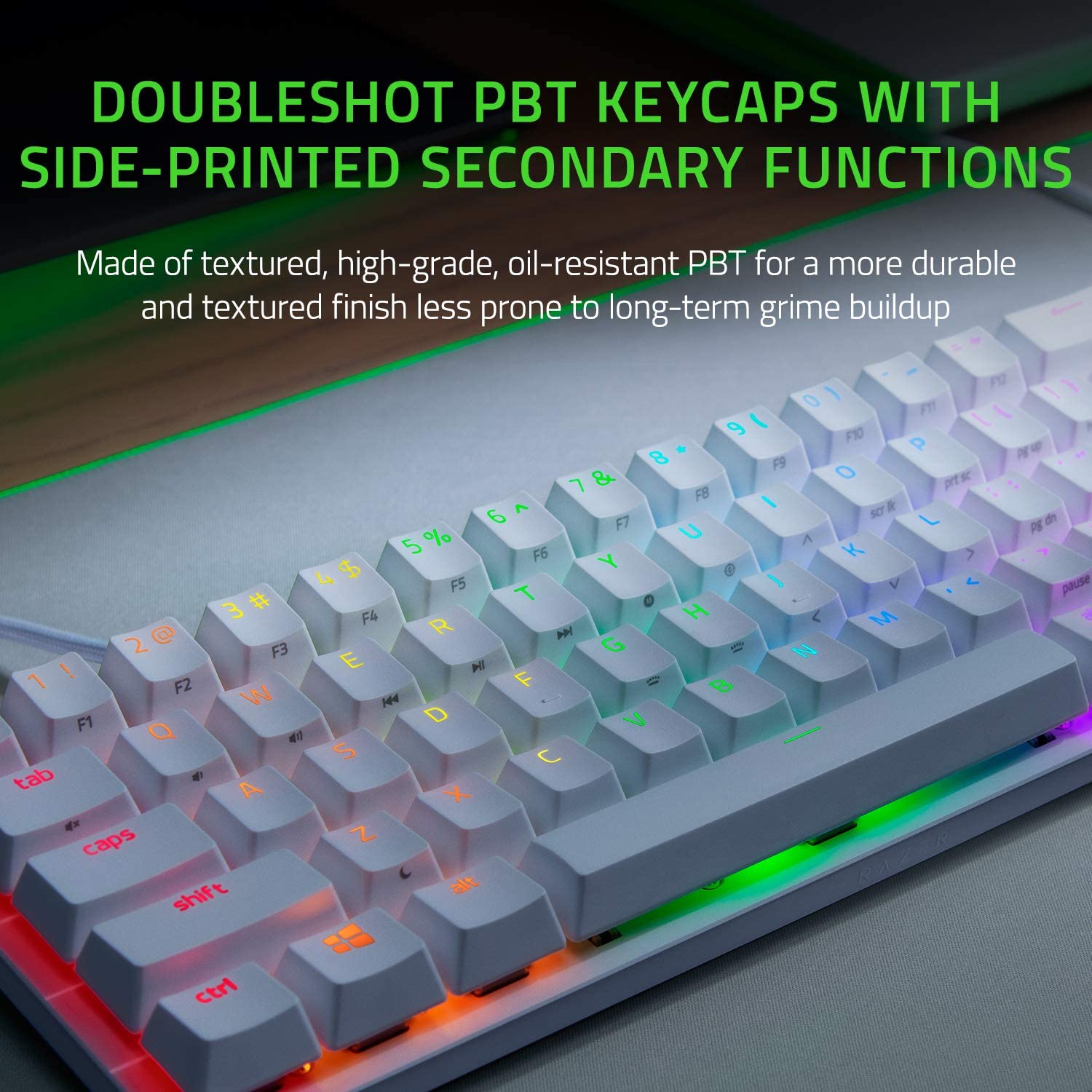 Razer Huntsman Mini 60% Gaming Keyboard: Fastest Keyboard Switches Ever - Clicky Optical Switches - Chroma RGB Lighting - PBT Keycaps - Onboard Memory - Mercury White Razer Huntsman Mini 60% Gaming Keyboard: Fastest Keyboard Switches Ever - Clicky Optical Switches - Chroma RGB Lighting - PBT Keycaps - Onboard Memory - Mercury White