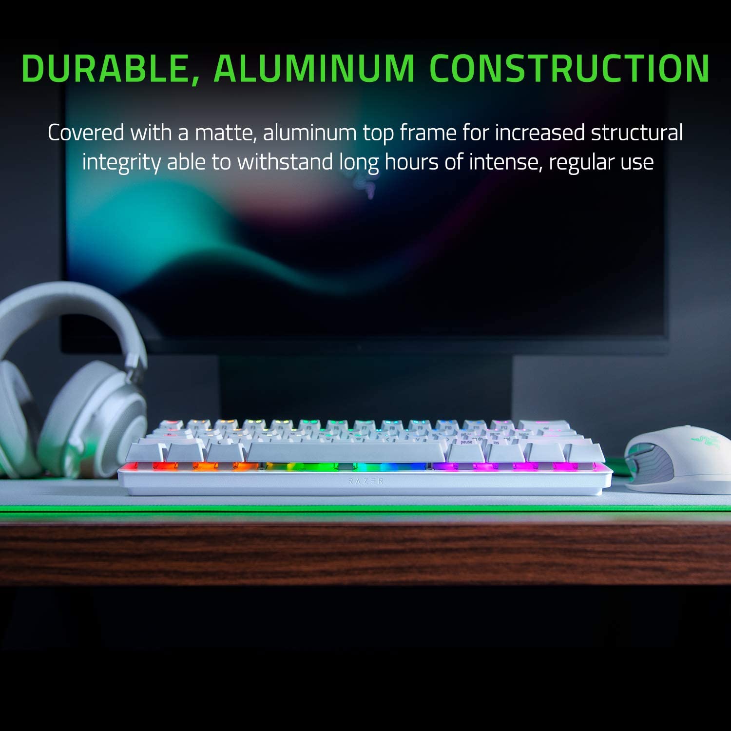 Razer Huntsman Mini 60% Gaming Keyboard: Fastest Keyboard Switches Ever - Clicky Optical Switches - Chroma RGB Lighting - PBT Keycaps - Onboard Memory - Mercury White Razer Huntsman Mini 60% Gaming Keyboard: Fastest Keyboard Switches Ever - Clicky Optical Switches - Chroma RGB Lighting - PBT Keycaps - Onboard Memory - Mercury White