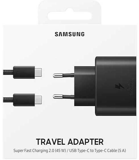 Samsung EP-TA845 Super Fast Charger 45W 2 Pin (PDO) 5V/3A, 9V/3A, 15V/3A, 20V/2.25A (PPS) 3.3-11V/4.05A Or 3.3-16V/2.8A Or 3.3-21V/2.1A For Note10Plus / Note10 / S10 Plus / S10 With cable Type-C To Type-C 5A in packing - Black Samsung EP-TA845 Super Fast Charger 45W 2 Pin (PDO) 5V/3A, 9V/3A, 15V/3A, 20V/2.25A (PPS) 3.3-11V/4.05A Or 3.3-16V/2.8A Or 3.3-21V/2.1A For Note10Plus / Note10 / S10 Plus / S10 With cable Type-C To Type-C 5A in packing - Black